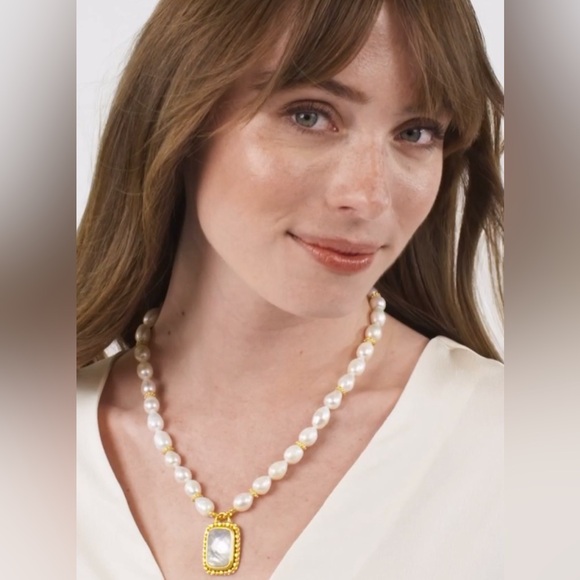 NWT Luxury Summer Authentic Julie Vos Pearl Iridescent Chalcedony Blue Necklace - Picture 7 of 17